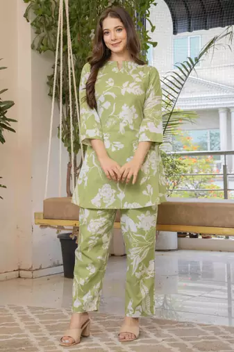 Mint green cotton sequance work top for women