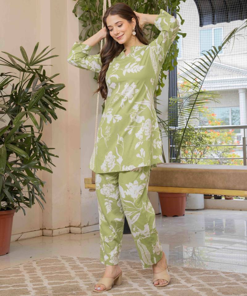 Mint green cotton sequance work top for women
