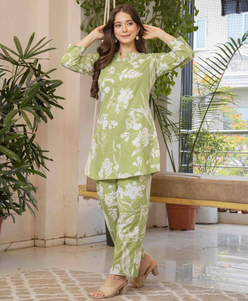 Mint green cotton sequance work top for women