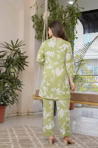 Mint green cotton sequance work top for women