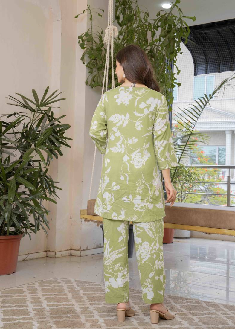 Mint green cotton sequance work top for women