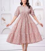 Pink cotton mirror work and sequance work kurta for women