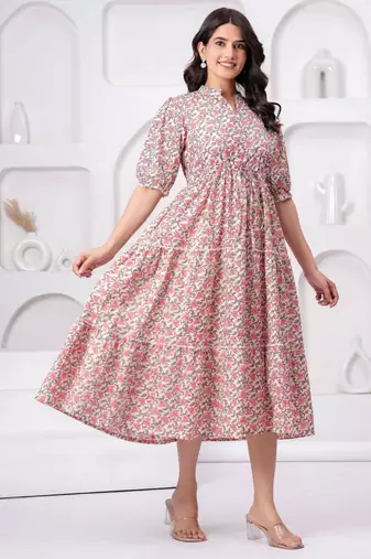 Pink cotton mirror work and sequance work kurta for women