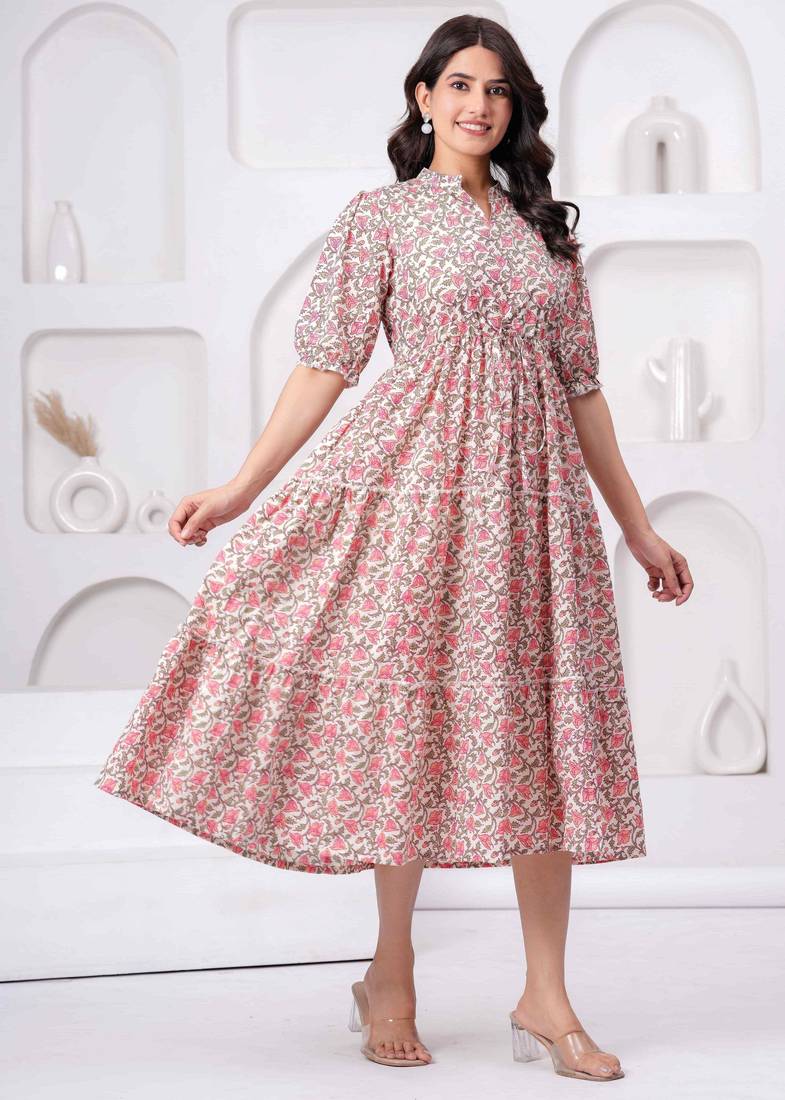 Pink cotton mirror work and sequance work kurta for women