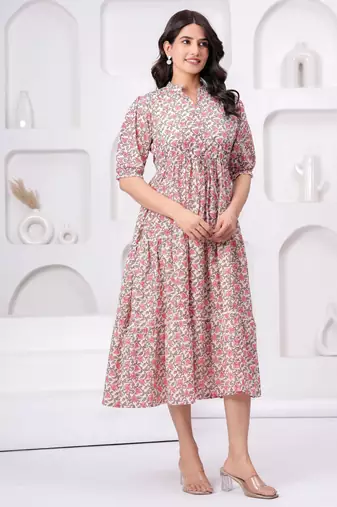 Pink cotton mirror work and sequance work kurta for women