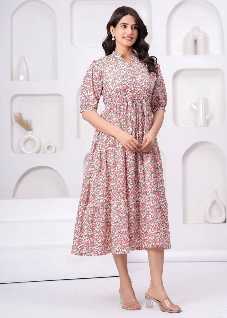 Pink cotton mirror work and sequance work kurta for women