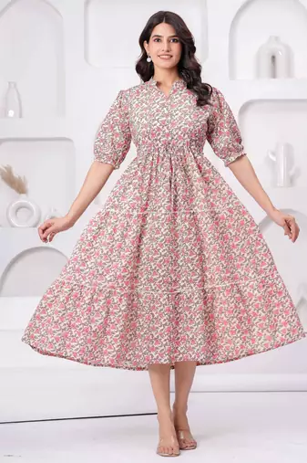 Pink cotton mirror work and sequance work kurta for women
