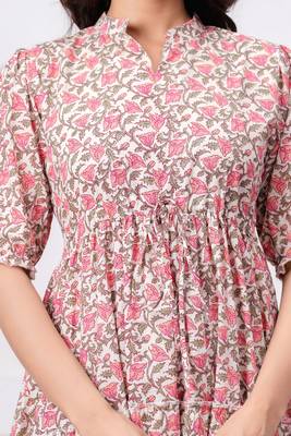 Pink cotton mirror work and sequance work kurta for women 5