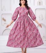 Pink cotton mirror work and sequance work kurta for women