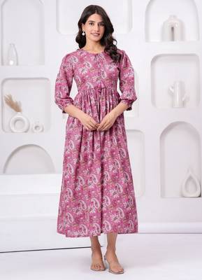 Pink cotton mirror work and sequance work kurta for women 2