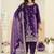 purple velvet embroidered salwar kameez with patiala bottom