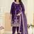 purple velvet embroidered salwar kameez with patiala bottom