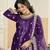 purple velvet embroidered salwar kameez with patiala bottom