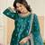 teal velvet embroidered salwar kameez with patiala bottom