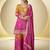 Pink chinon embroidered palazzo suit