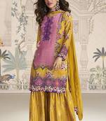 Mustard crepe silk palazzo suit