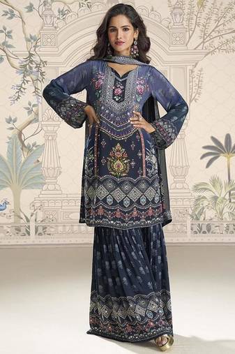 Black crepe silk palazzo suit