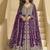 Purple chinon silk anarkali suit 