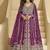 Dark magenta chinon silk anarkali suit 
