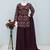 Dark purple chinon embroidered readymade suit