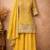 Yellow chinon free size stitched plazzo suit with embroidery work