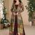 Wine georgette printed gown with shrug