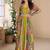 Mustard georgette printed gown with shrug