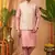 Men's dhupian silk pink kurta with heavy jacquard koti & silk pyjama