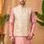 Men's dhupian silk pink kurta with heavy jacquard koti & silk pyjama