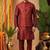 Men's dhupian silk mehrun kurta with heavy jacquard koti & silk pyjama