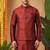 Men's dhupian silk mehrun kurta with heavy jacquard koti & silk pyjama