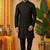 Men's dhupian silk black kurta with heavy jacquard koti & silk pyjama