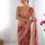 Elegant Peach Georgette Silk Printed Saree With Moti Lace Border & Unstitched Blouse