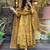 Jaipuri Yellow Women's Cotton Blend Anarkali Printed Kurta With Palazzo & Dupatta
