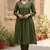 Women's Long Flared V-Neck with Button Details Anarkali shape Empire Waist,Kurta Pant Set