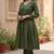 Women's Long Flared V-Neck with Button Details Anarkali shape Empire Waist,Kurta Pant Set
