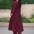 Women's Long Flared V-Neck with Button Details Anarkali shape Empire Waist,Kurta Pant Set