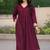 Women's Long Flared V-Neck with Button Details Anarkali shape Empire Waist,Kurta Pant Set