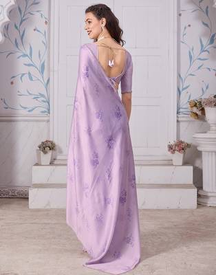 purple pure satin digital print saree 4