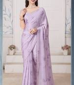 purple color pure satin digital print saree