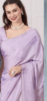 purple pure satin digital print saree 5