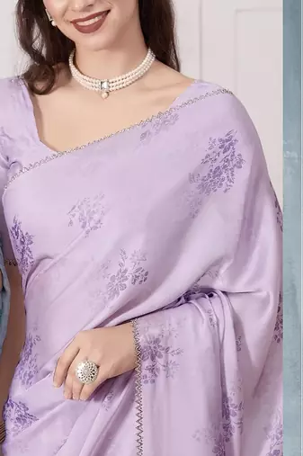 purple pure satin digital print saree