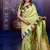 parrot green color temple woven work soft art silk blend saree