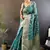 light rama color banarasi tissue crush zari woven border saree