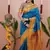 dark sky blue color narayani woven border zari work soft silk blend saree