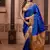 blue color colorfull woven border zari work soft silk blend saree
