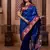 Blue color colorfull woven border zari work soft silk blend saree