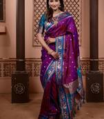 Pink color colorfull woven border zari work soft silk blend saree