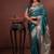 Teal color colorfull woven border zari work soft silk blend saree