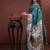 Teal color colorfull woven border zari work soft silk blend saree
